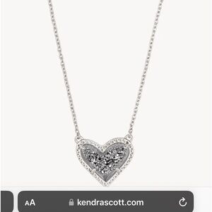 Kendra Scott Ari Heart Silver Pendant Necklace in Platinum Drusy